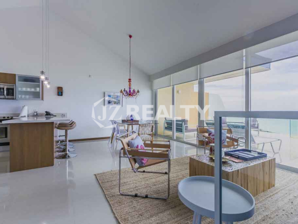 Living room kitchen condo at blue residence aruba