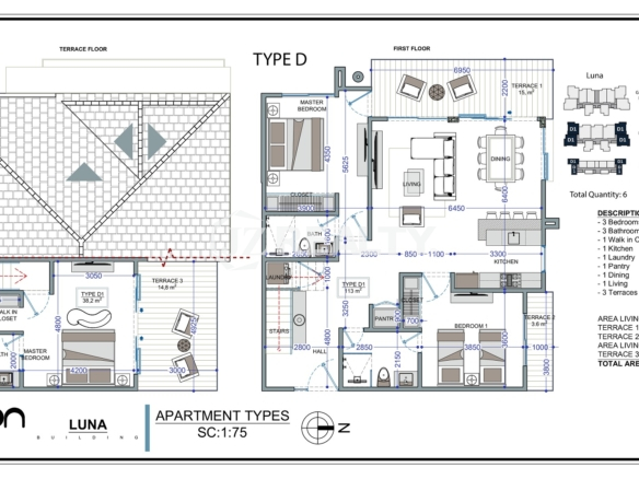The Moon Condo Unit 18 type D Floorplan Layout