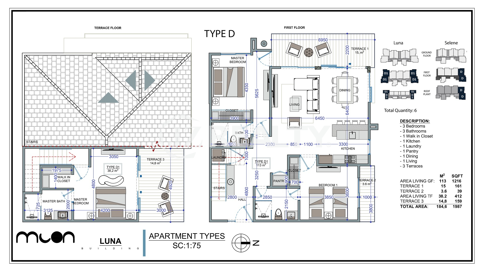 The Moon Condo Unit 18 type D Floorplan Layout