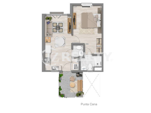 Apartment CT Phase II Punta Cana 1-bed Final Plan