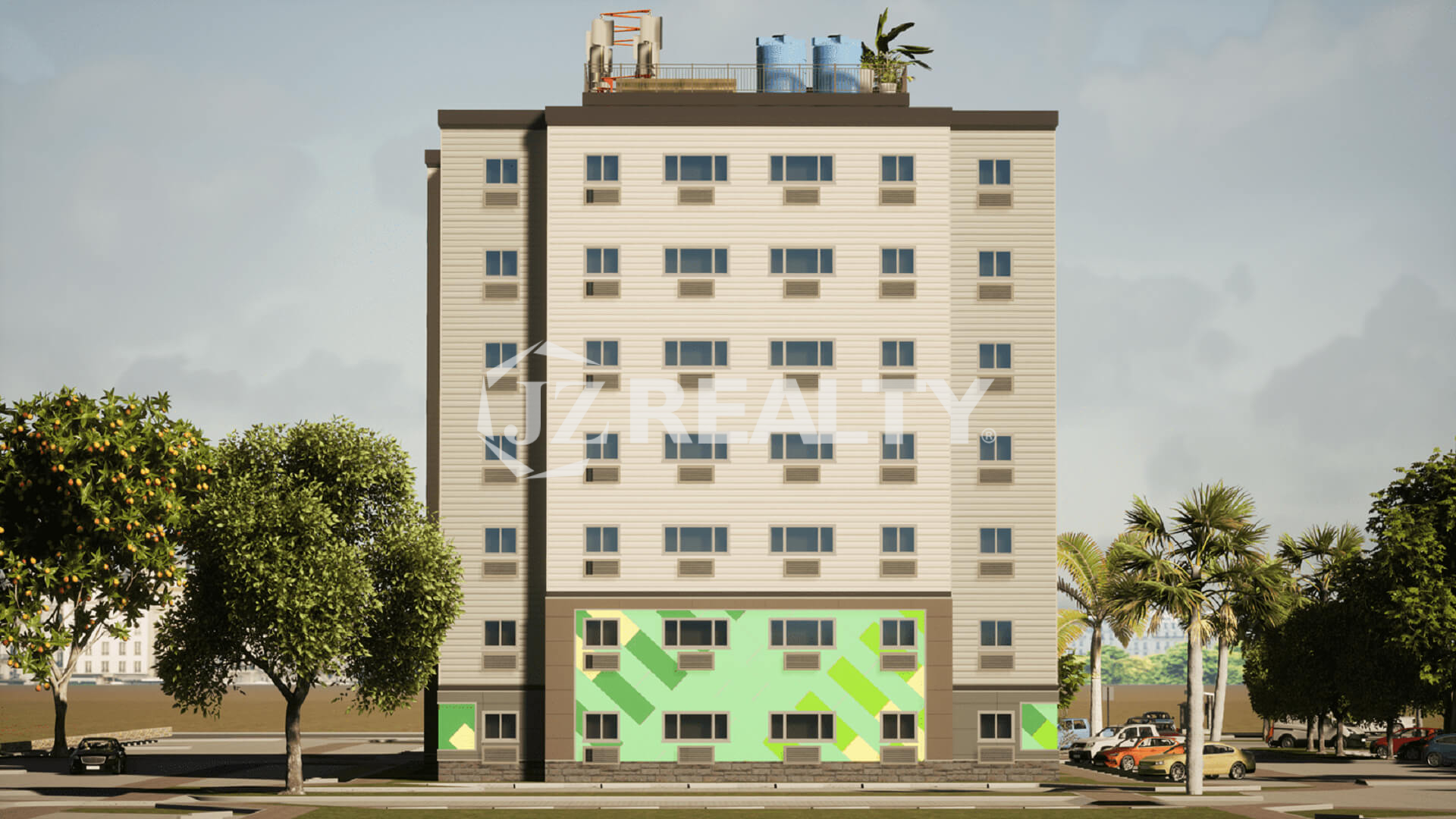 Condo 348 Caribbean Town Phase II Rincon 2-bedroom apartment exterior view of the building with green landscaping