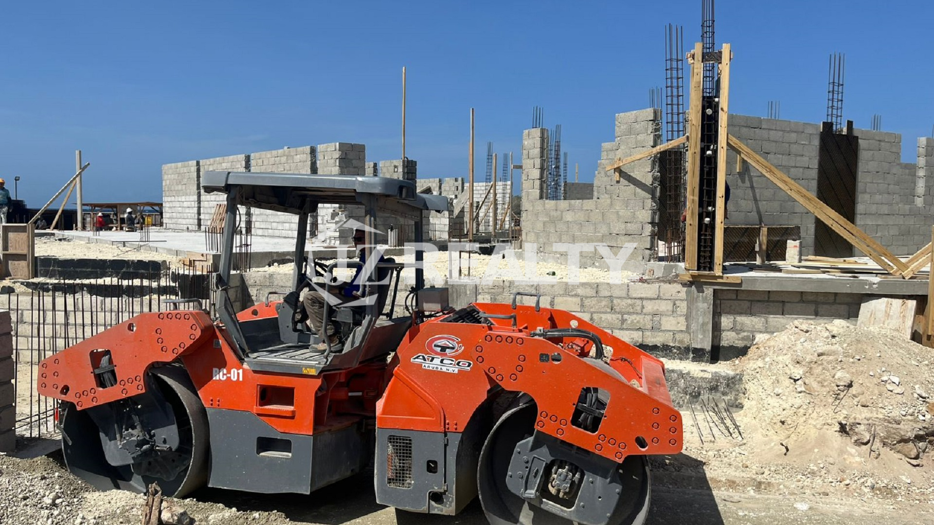 cement block structures during early development of Nanki condos