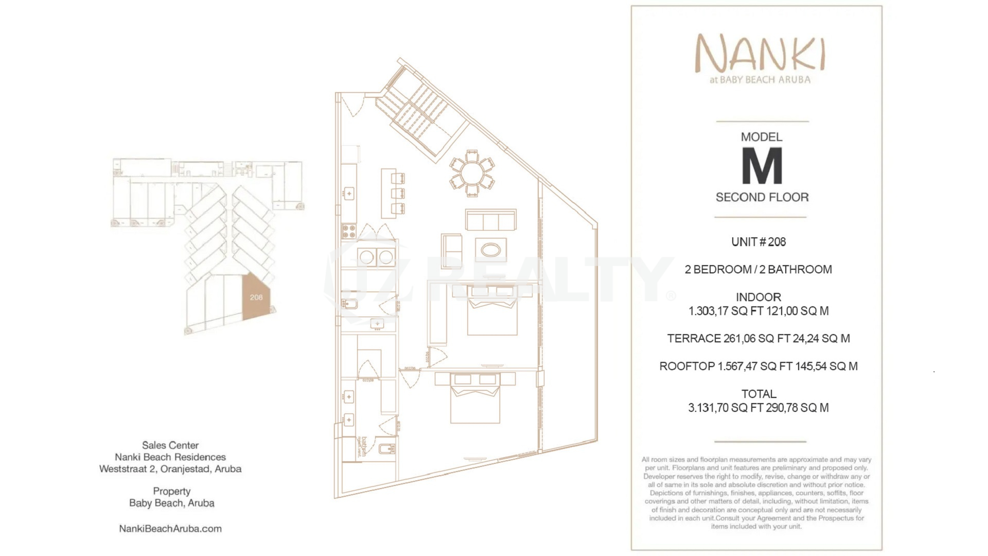 Nanki Aruba 2 Bedroom 208 Condo Layout Plan Realestate Aruba For Sale