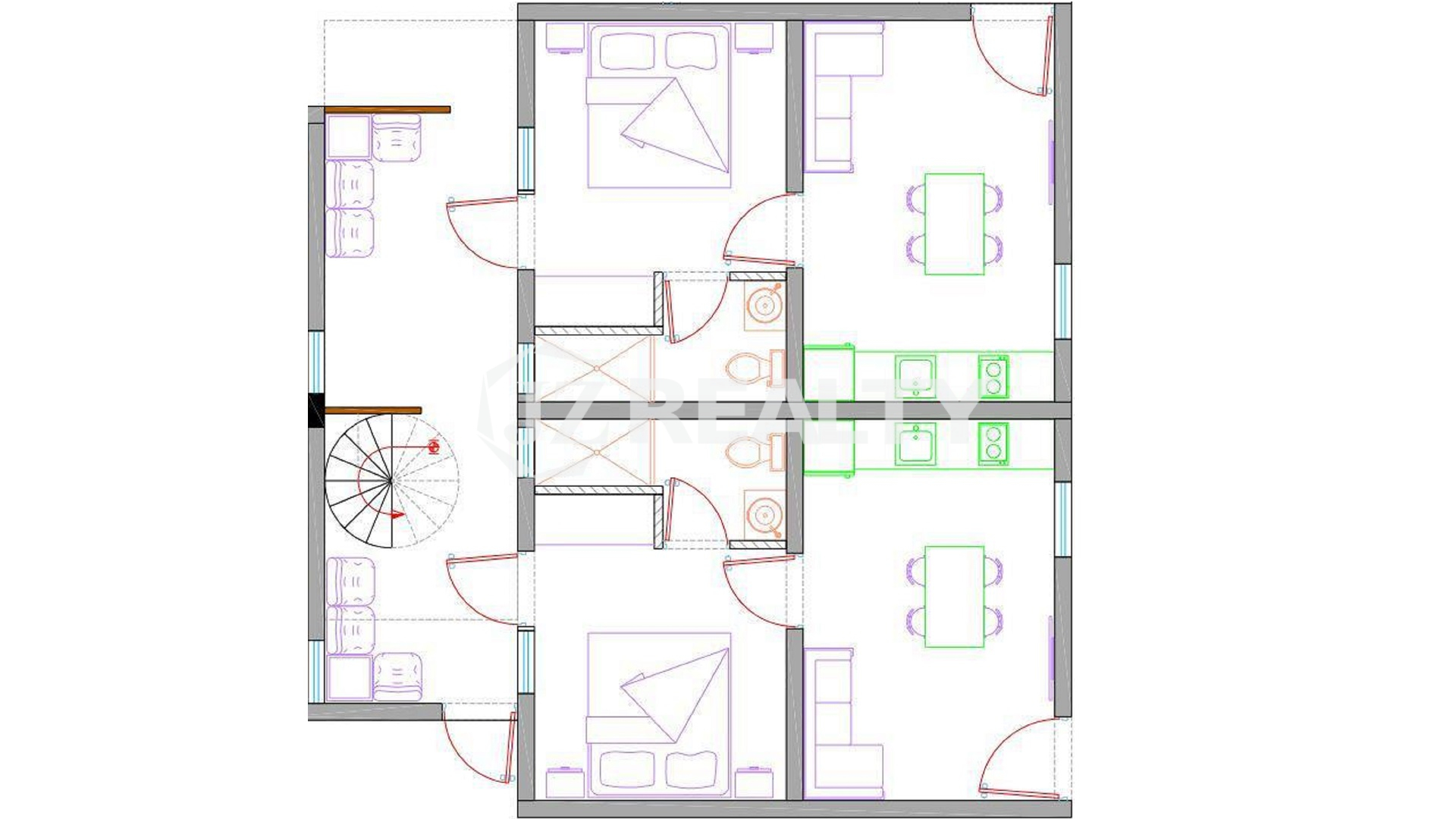 Condo 1-2 Saint Germain Bldg 1-Bed Ground Floor Layout