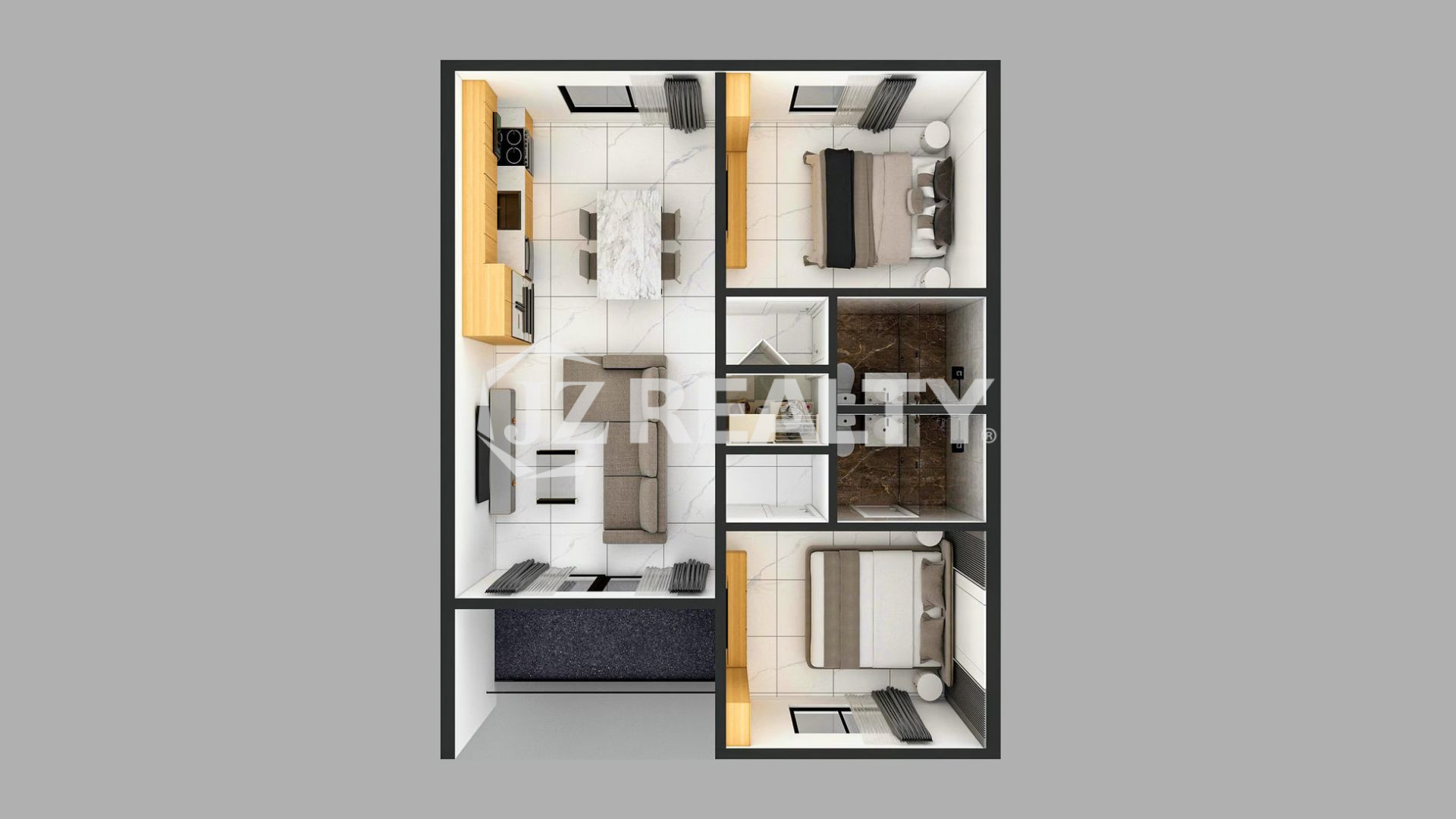 Condo 112 ORA Residence 2-bed Floorplan