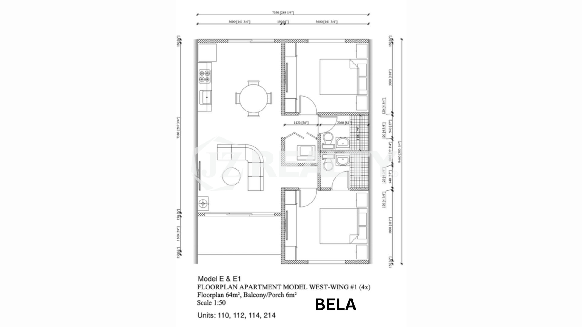 Condo 114 ORA Residence 2-bed Floor Plan