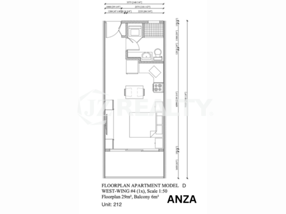 Condo 212 ORA Residence Studio Floor Plan