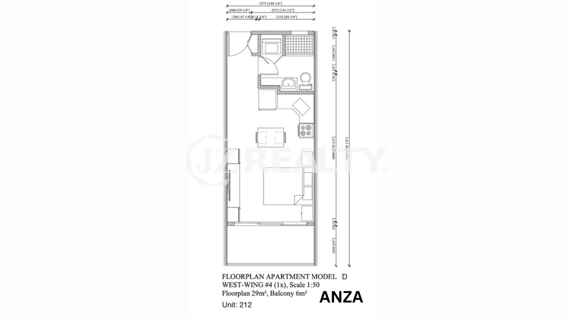 Condo 212 ORA Residence Studio Floor Plan