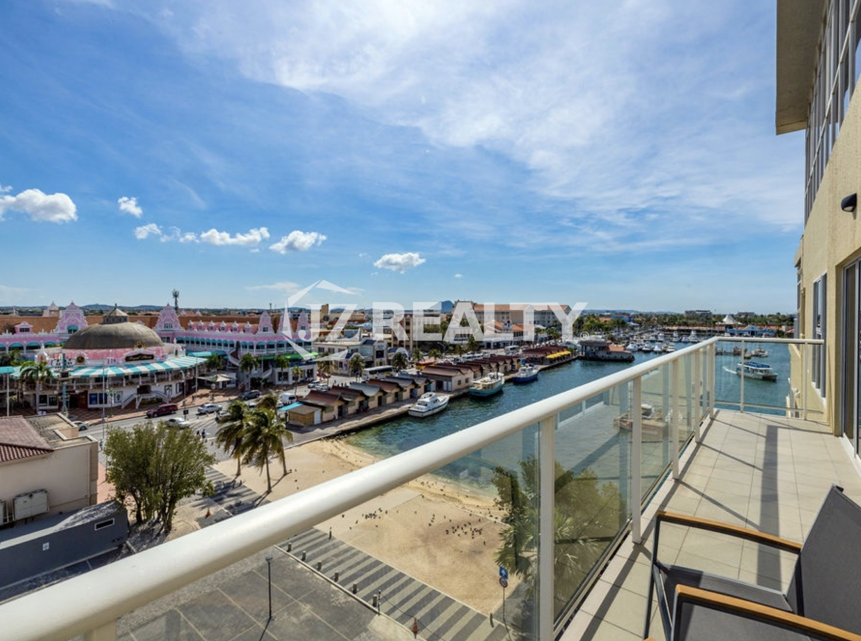 Balcony View of Oranjestad Marina & City