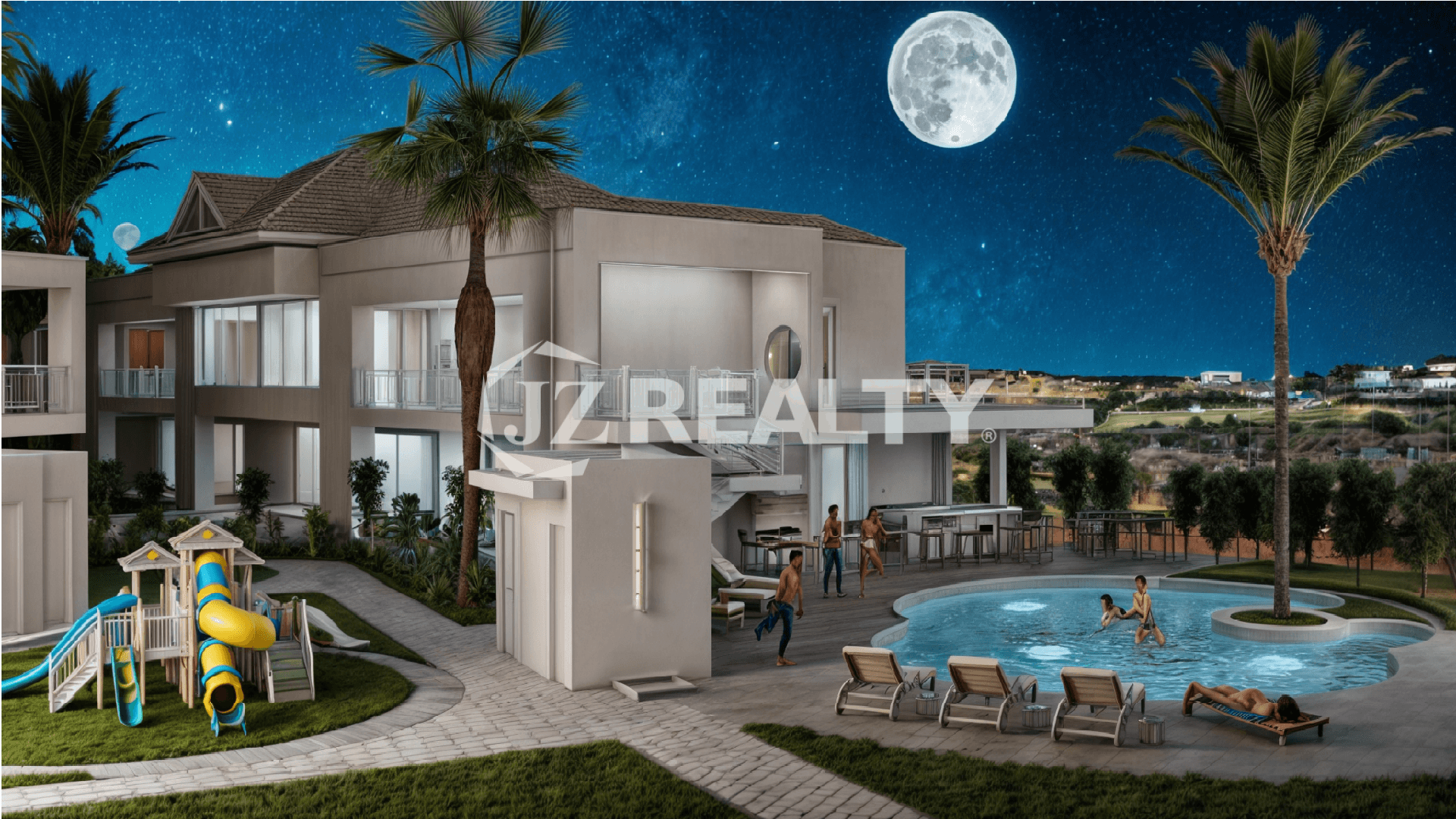 Condo Night Render with Warm Lighting