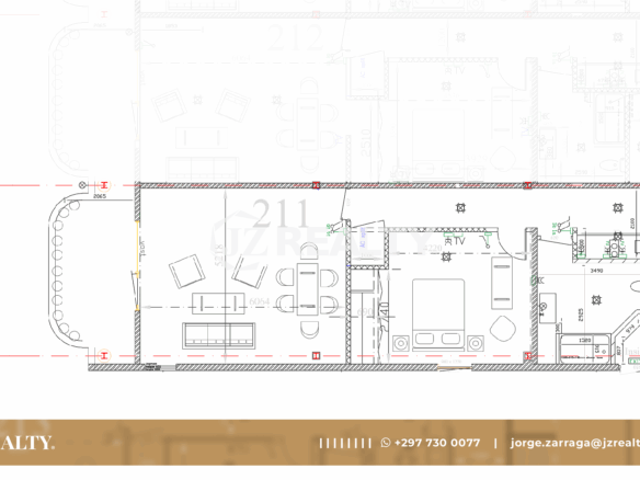 condo 211 architectural floor plan showing room layout