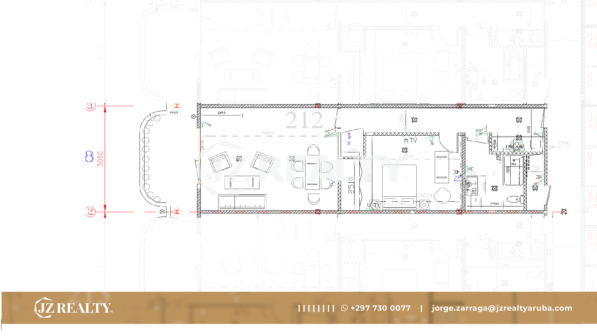 condo 212 architectural floor plan showing room layout