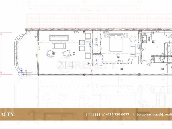 condo 214 architectural floor plan showing room layout