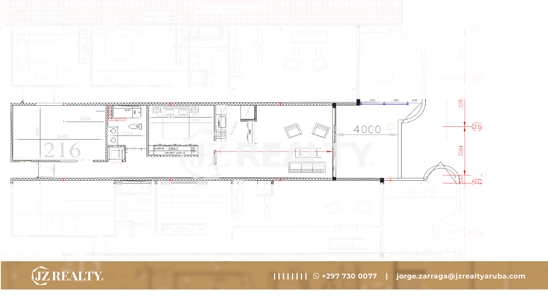 condo 216 architectural floor plan showing room layout