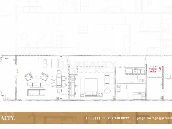 condo 311 architectural floor plan showing room layout