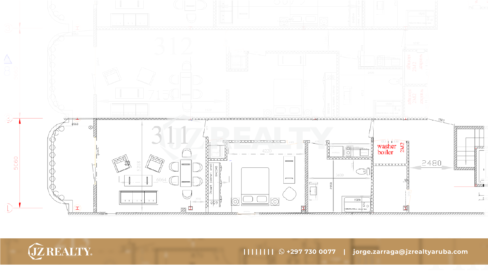 condo 311 architectural floor plan showing room layout