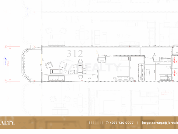condo 312 architectural floor plan showing room layout