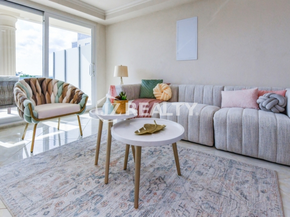 condo 317 designer living room with waterfront views