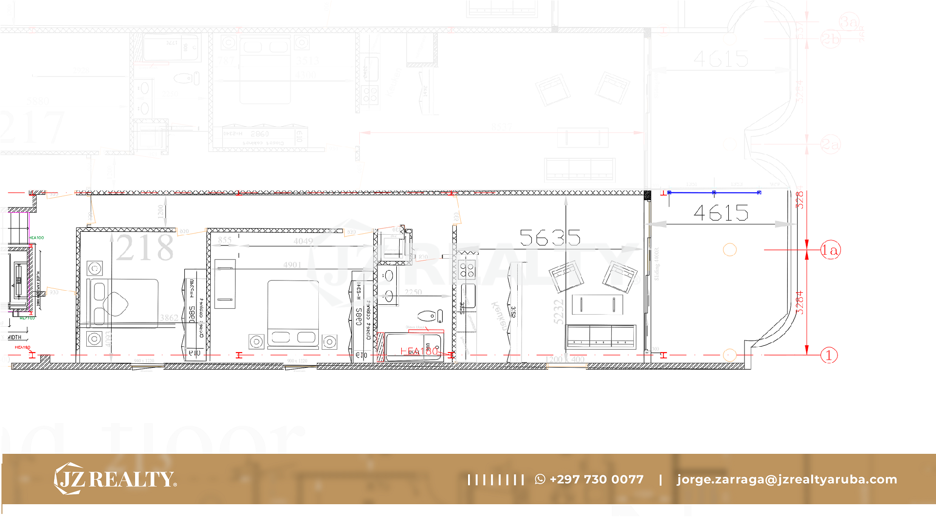 condo 218 architectural floor plan showing room layout