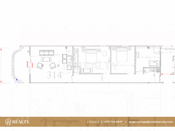condo 314 architectural floor plan showing room layout