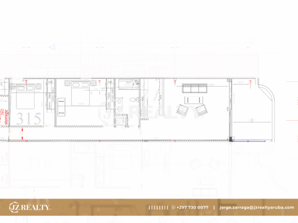 condo 315 architectural floor plan showing room layout