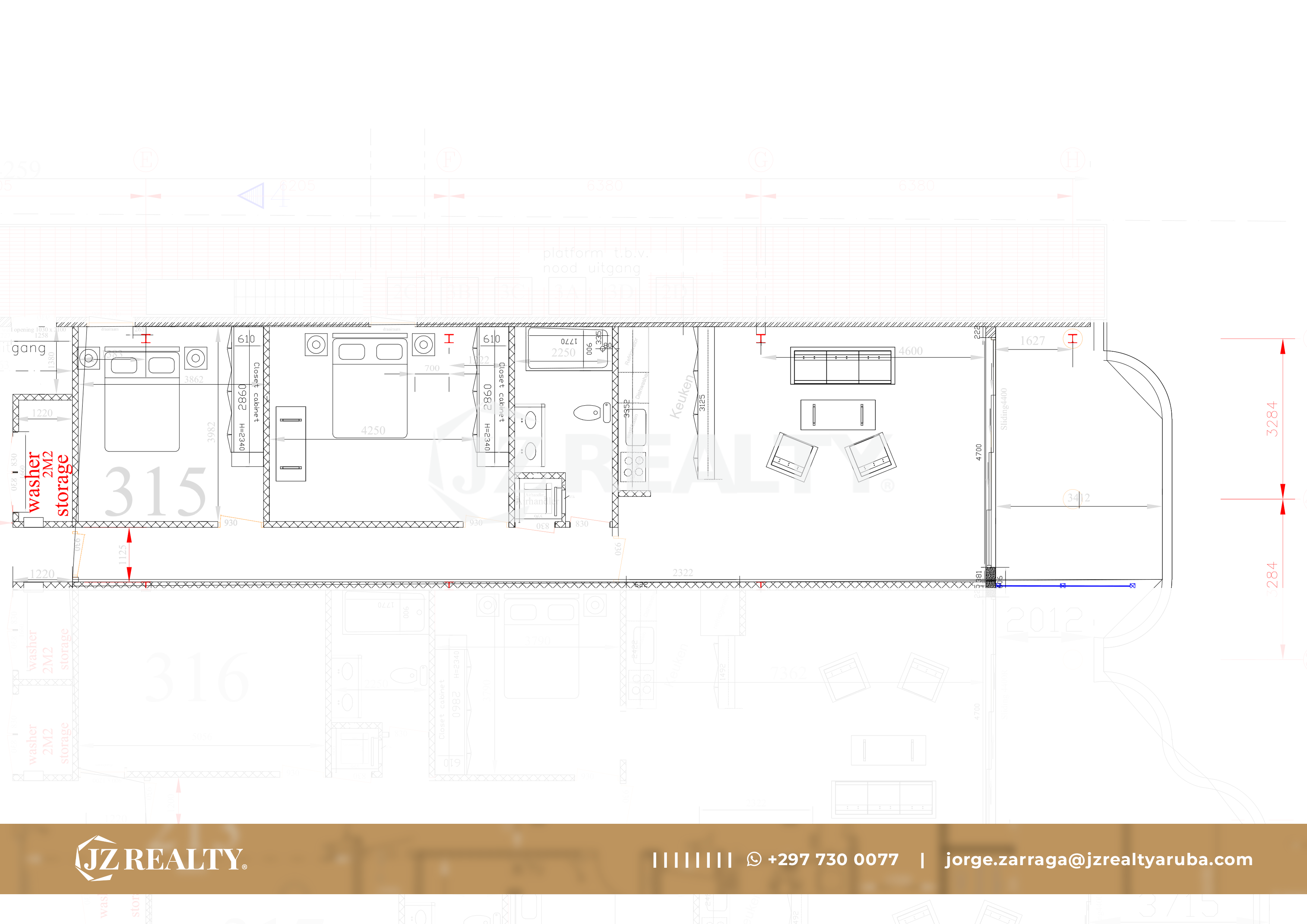 condo 315 architectural floor plan showing room layout