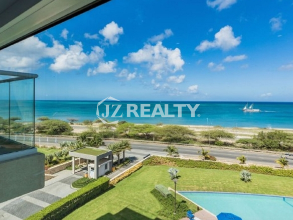 Condo 2-Bedroom Unit Blue Aruba balcony with sea view and greenery