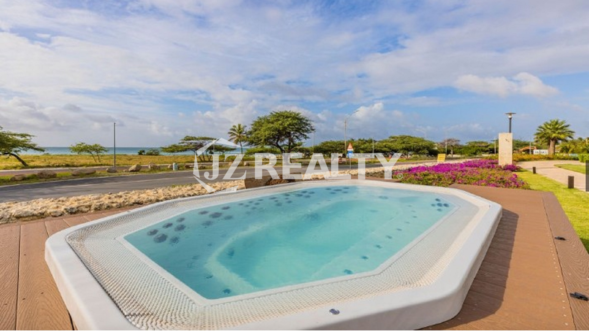 Blue Aruba outdoor jacuzzi sea view relaxation area