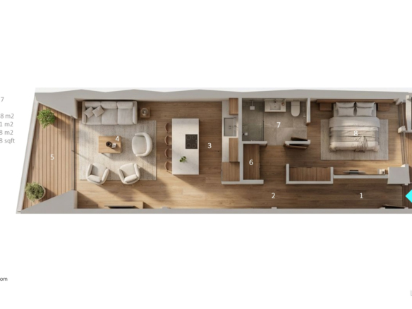 Condo C-107 L’Aquila Residences 3d plan layout