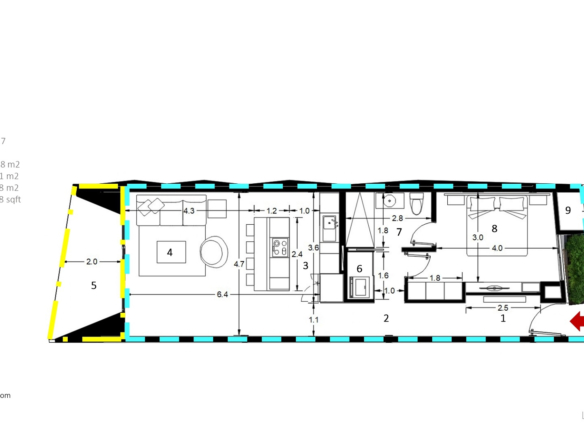Condo Unit B-206 L’Aquila Residences printed plan layout