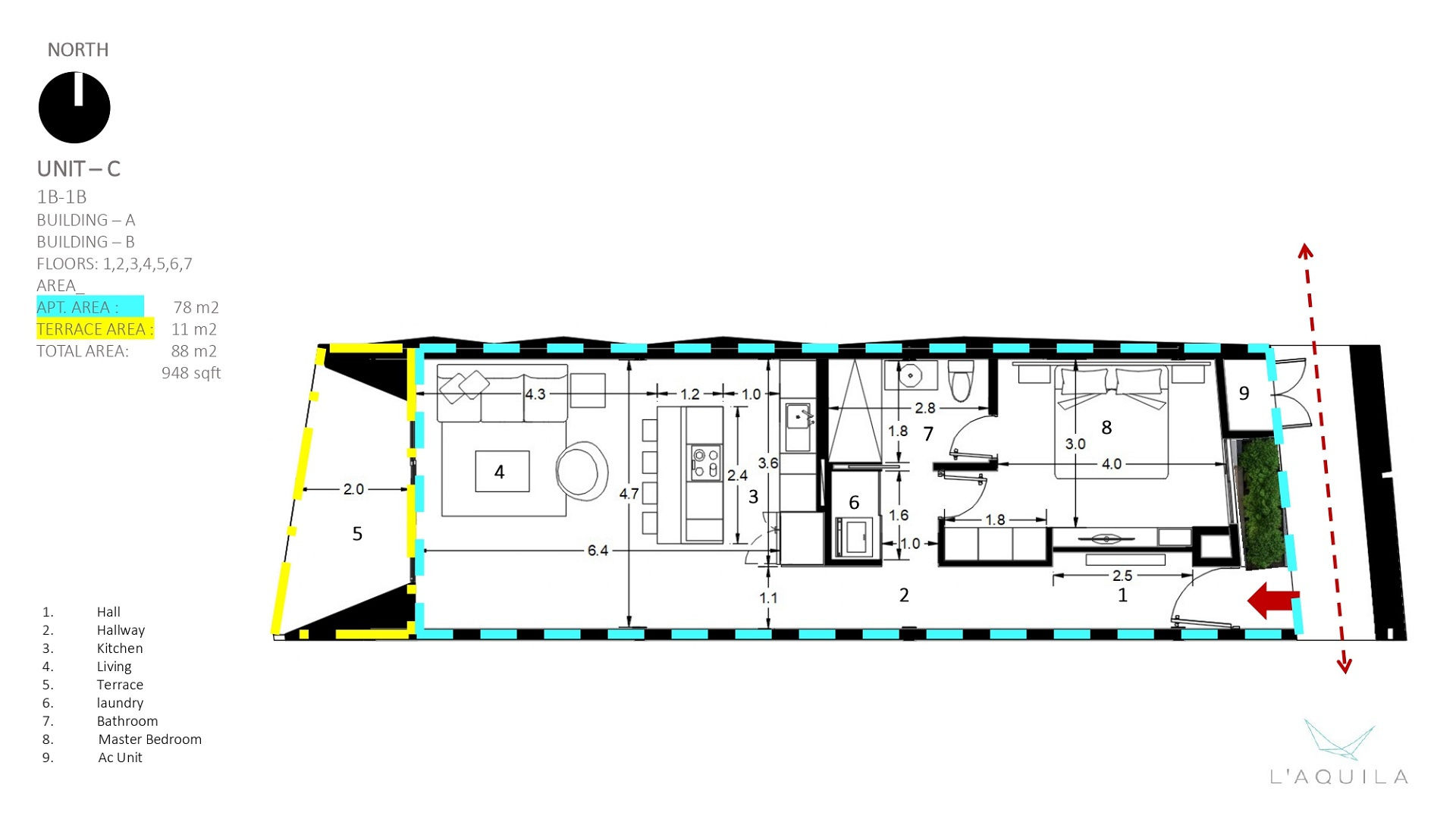 Condo Unit C-207 L’Aquila Residences print plan layout