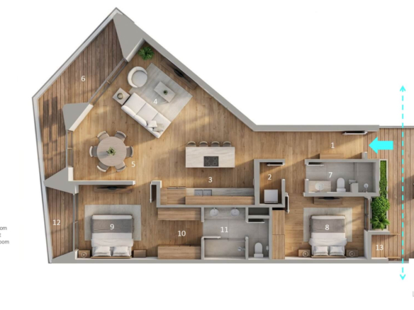 Condo Unit D-109 L’Aquila Residences 3D Plan Layout