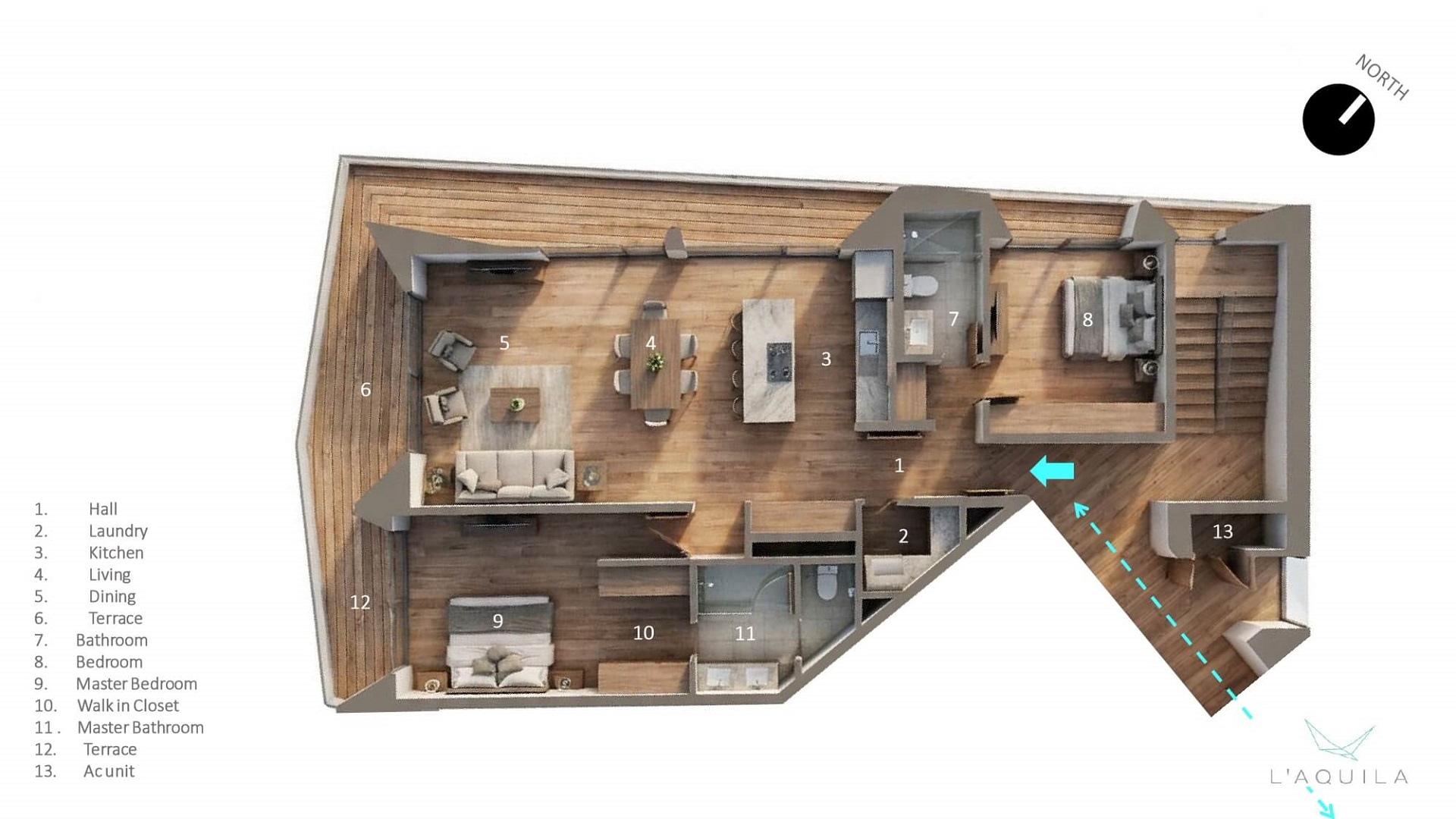 Condo Unit E-210 L’Aquila Residences 3d plan layout