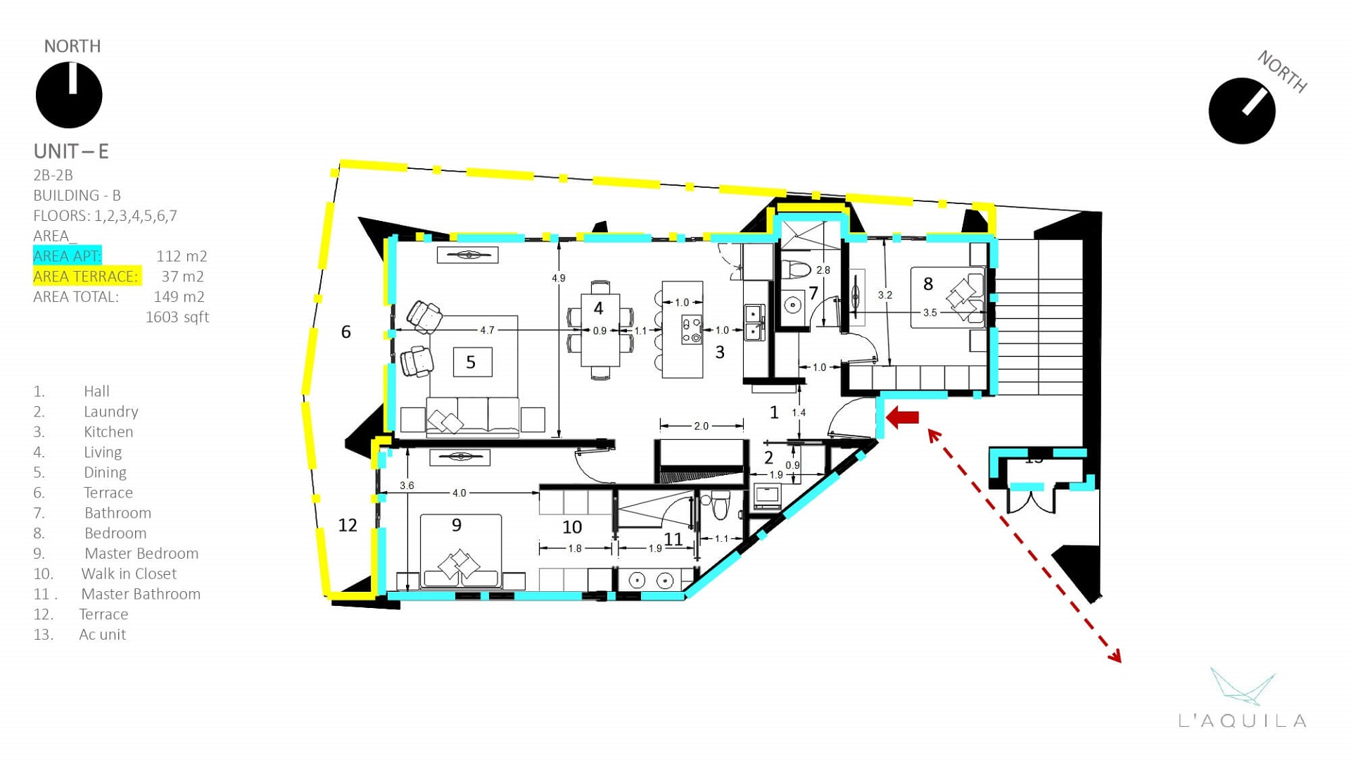 Condo Unit E-210 L’Aquila Residences printed plan layout