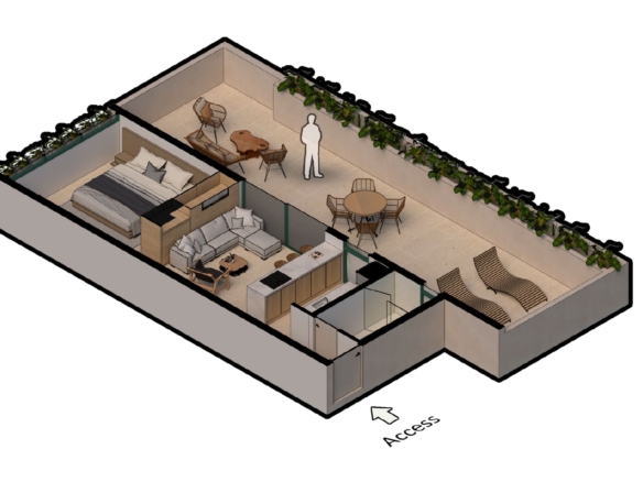 Condo Washington gardens 3D layout view