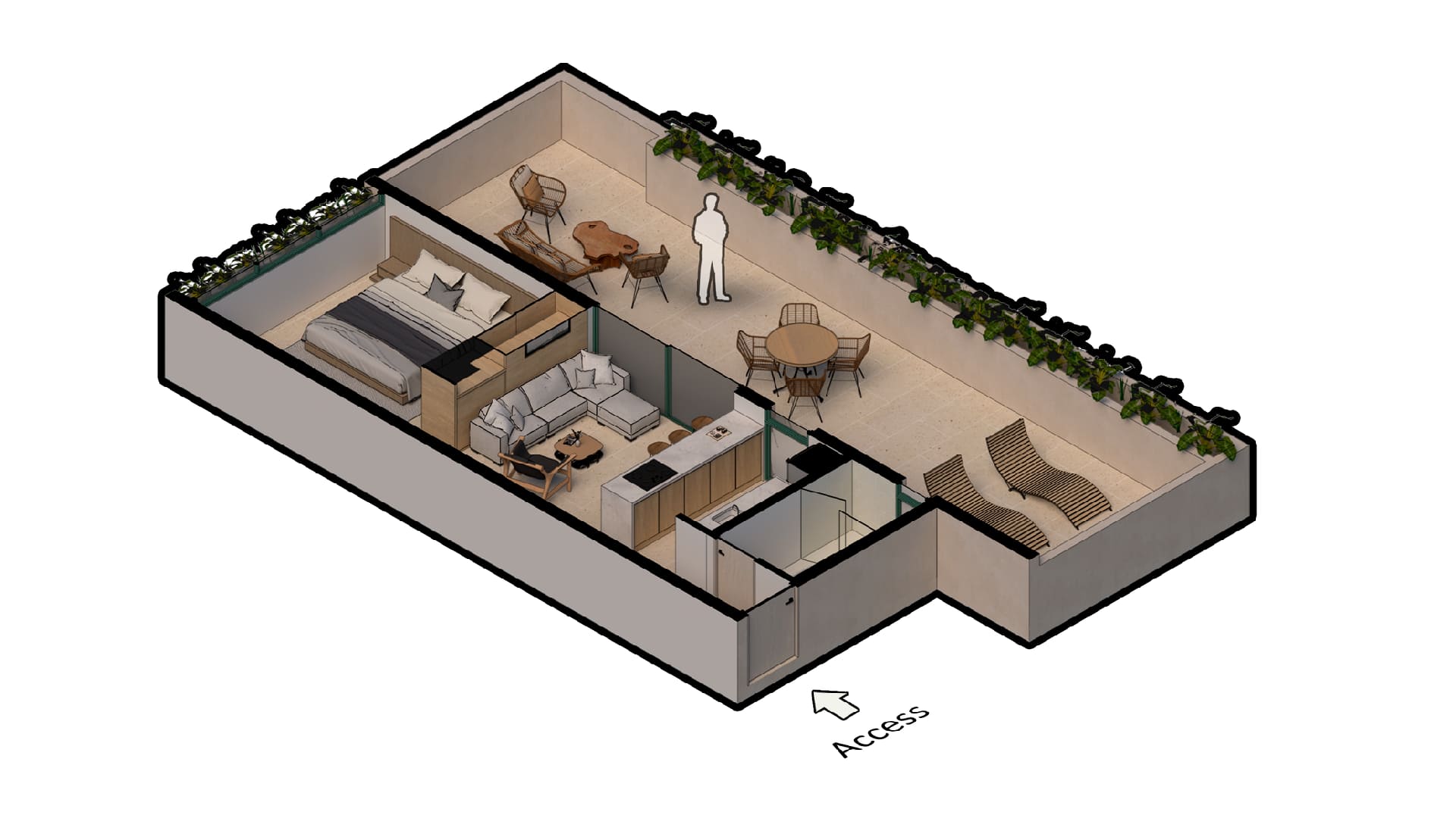 Condo Washington gardens 3D layout view