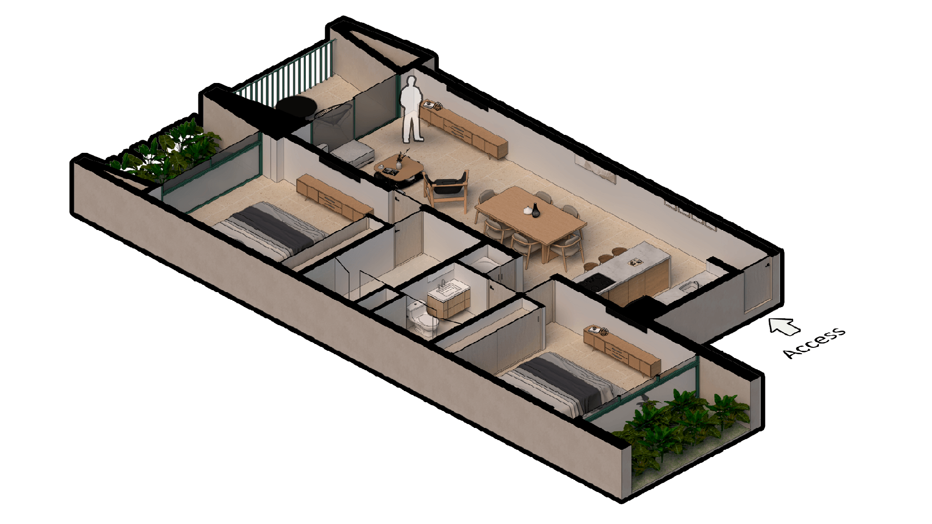 Condo Washington Gardens 3D Layout plan