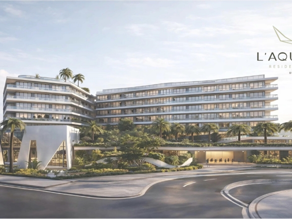 Exterior view of L’Aquila Residences building in Aruba