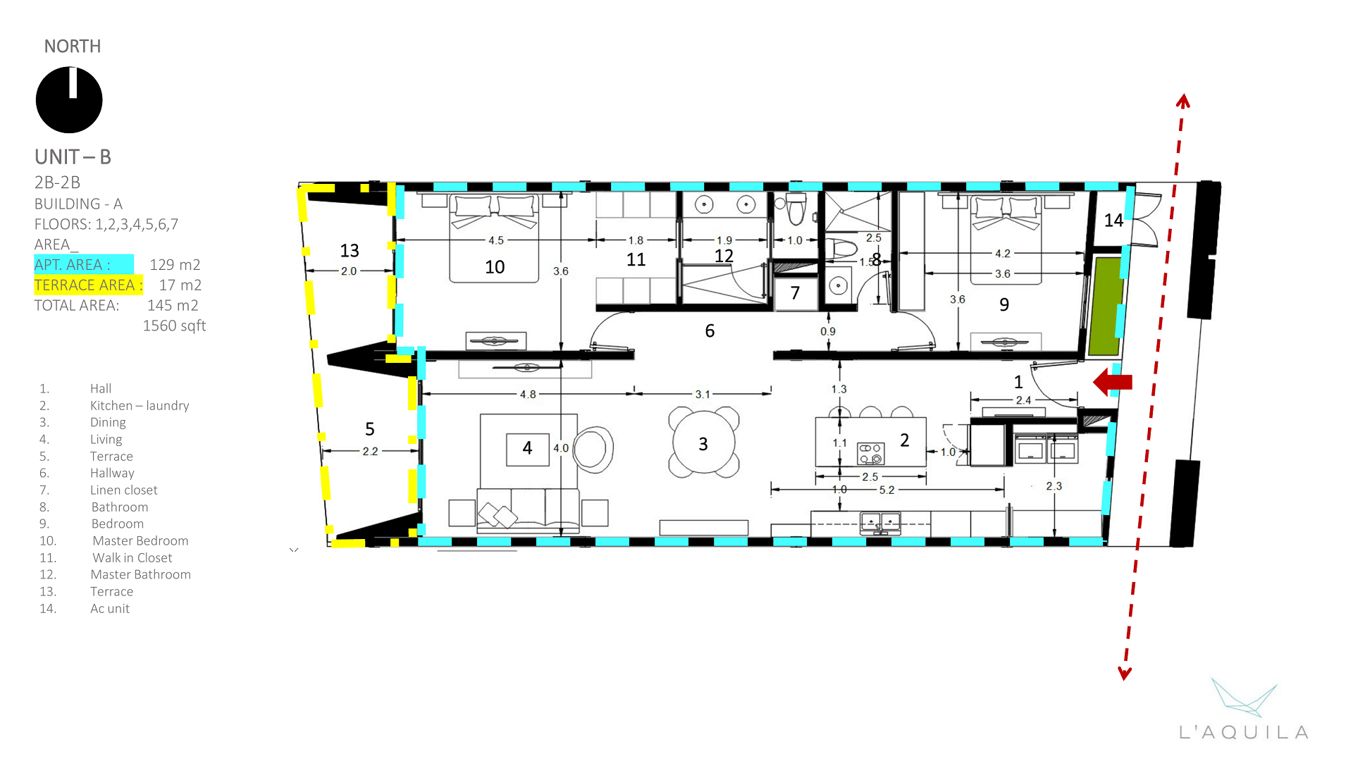 Condo B-405 L’Aquila Residences printed plan layout