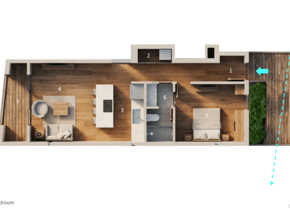 Condo F-308 L’Aquila Residences 3d plan layout