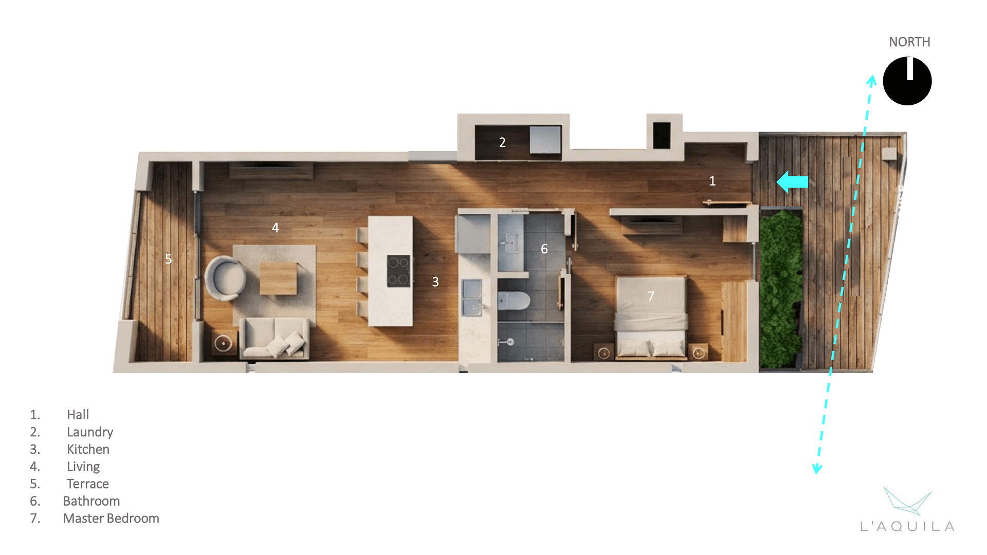 Condo F-308 L’Aquila Residences 3d plan layout