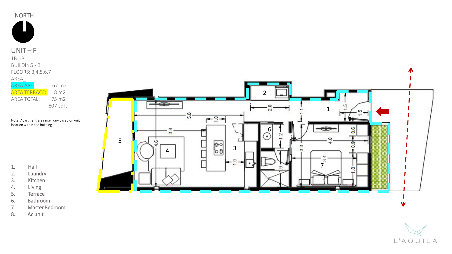 Condo F-308 L’Aquila Residences print plan layout