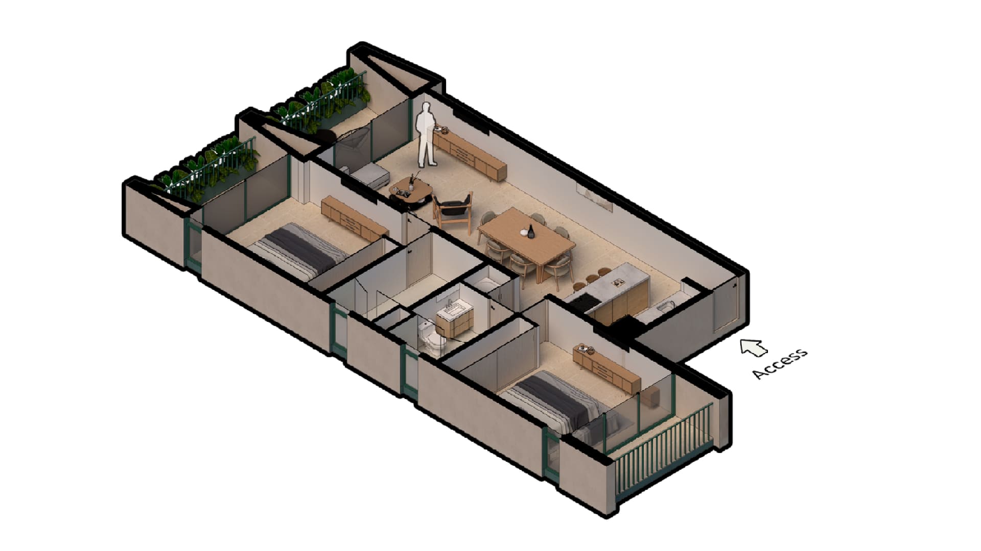 Condo Washington gardens 3D plan layout