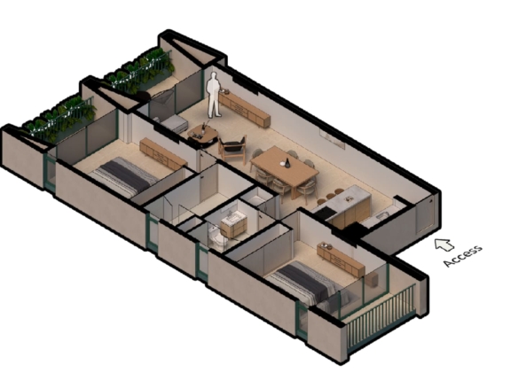 Condo Washington gardens 3D plan layout