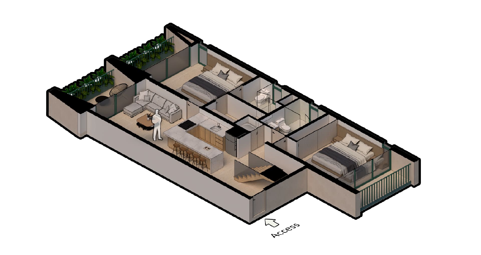 Condo Washington gardens3D layout