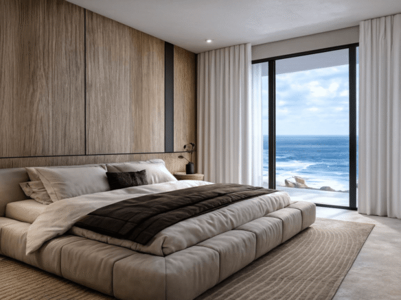 Bedroom with ocean view in L’Aquila Residences Unit 311 Type D condo in Aruba