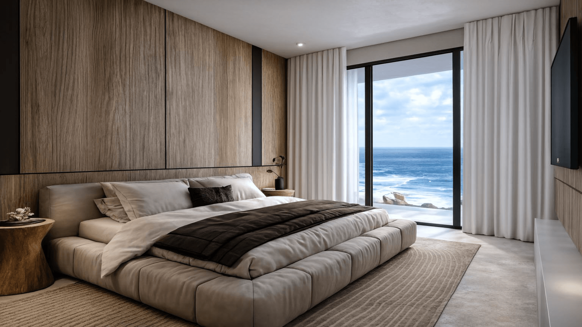Bedroom with ocean view in L’Aquila Residences Unit 311 Type D condo in Aruba