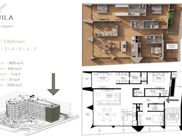 Floor plan layout of L’Aquila Residences Type A Unit 401 showing interior arrangement