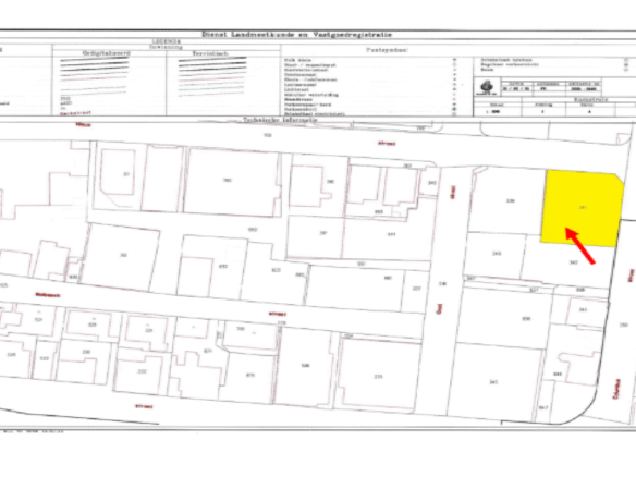 house 14-A Nieuwstraat cadastral map siteplan