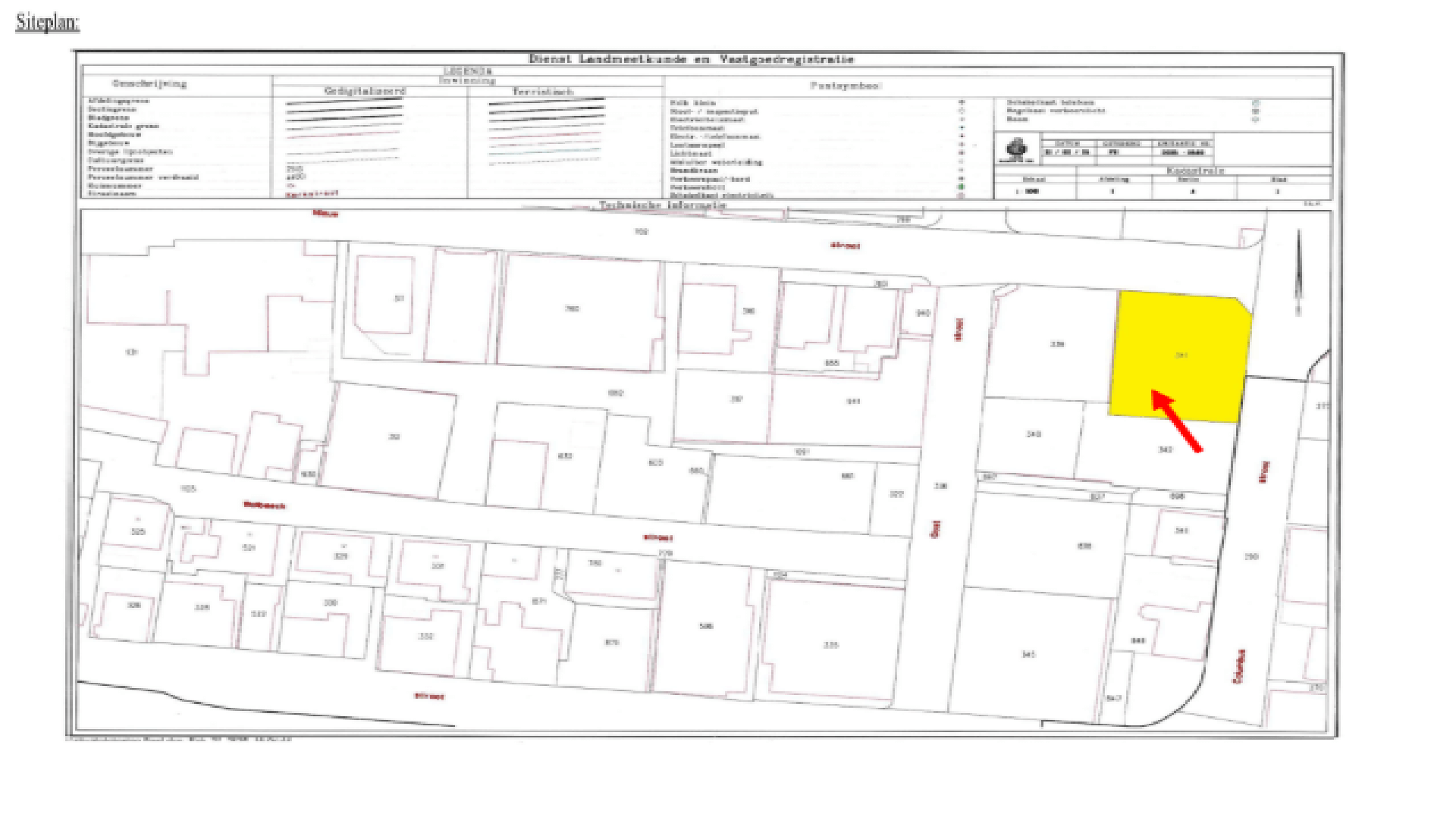 house 14-A Nieuwstraat cadastral map siteplan